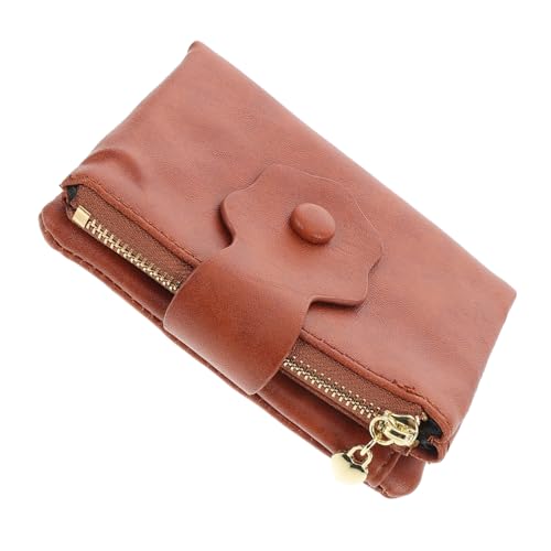 OATIPHO Damen Trifold Kartenetui Mit Reißverschluss Vintage Münzfach Kompakte Geldbörse Pu-Material Braune Handtasche Für Karten Und Münzen Accessoire Für von OATIPHO