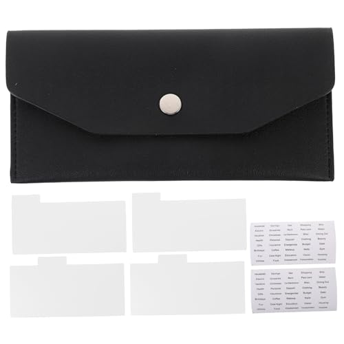 OATIPHO Damengeldbörse aus Pu Leder Große Kapazität Umschlag Geldbörse mit Knopfverschluss Wiederverwendbare Budget Cash Envelope Wallet für Damen und Herren Schwarz mit Trennseiten und von OATIPHO
