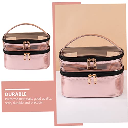 OATIPHO Doppellagige Transparente Reise-Kosmetiktasche Mit Reißverschluss Für Frauen Tragbare Aufbewahrungstasche Für Make-up-Werkzeuge Und Toilettenartikel von OATIPHO