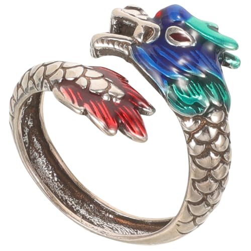 OATIPHO Verstellbarer Dragon Ring Offener Dekorativer Fingerring Emaille Für Damen Und Herren Retro-zodiac-design Für Modisches Schmuckstück Für Alltag Und Besondere Anlässe von OATIPHO