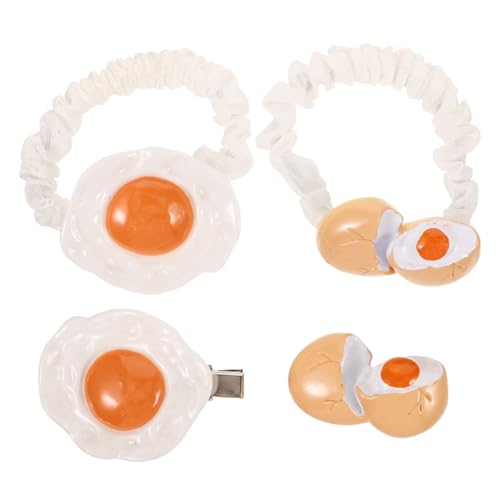 OATIPHO 4er Set Haarspangen Damen, Lustige Haarclips Mit Spiegelei-Design, HaarbäNder MäDchen, Elastisches Haargummi Haarseil SüßE Haaraccessoires FüR Geburtstags Party, Alltag Und Dekoration von OATIPHO