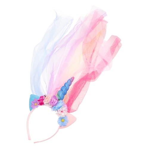 OATIPHO Einhorn Haarschmuck mit Schleier für Mädchen Party Accessoire für Geburtstagsfeiern Halloween Cosplay und Alltag von OATIPHO