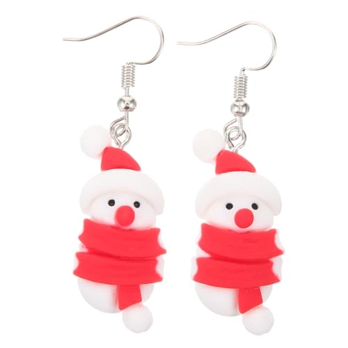 OATIPHO Einzigartige Schneemann Ohrringe Polymer Clay Niedliche Rote Cartoon Ohrstecker für Mädchen Täglicher Schmuck zu Weihnachten und Kreativ Gestaltet von OATIPHO
