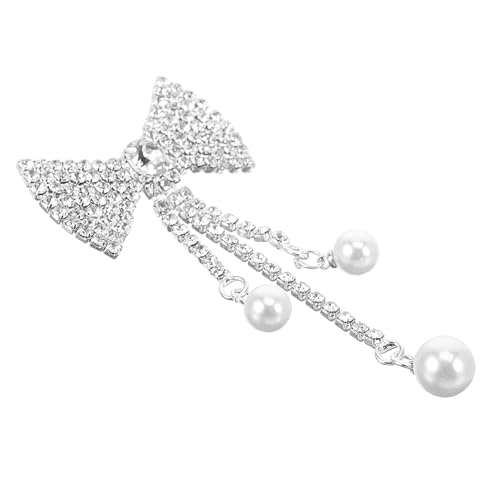 OATIPHO Elegante Brosche Schleife mit Strass und Perlen Modische Anstecknadel für Damen Funkelnde Schmuckbrosche für Abendkleider als Geschenk zum Jubiläum und Besonderen Anlässen von OATIPHO
