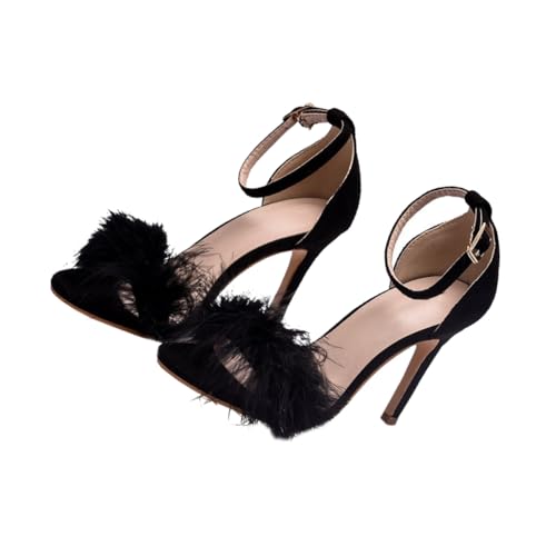 OATIPHO Elegante Damen Sandaletten mit Dünnem Absatz Pu obermaterial und Design Komfortabel für Arbeit Party Hochzeit und Alltag Modische High Heels in Schwarz von OATIPHO