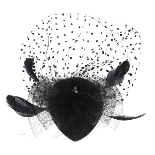 OATIPHO Eleganter Damen Fascinator mit Schwarzem Netz Federn und Perlen Leichtes Bankett Haaraccessoire für Hochzeit Tea Party und Festliche Anlässe Vielseitig mit Haarclip Tragbar von OATIPHO