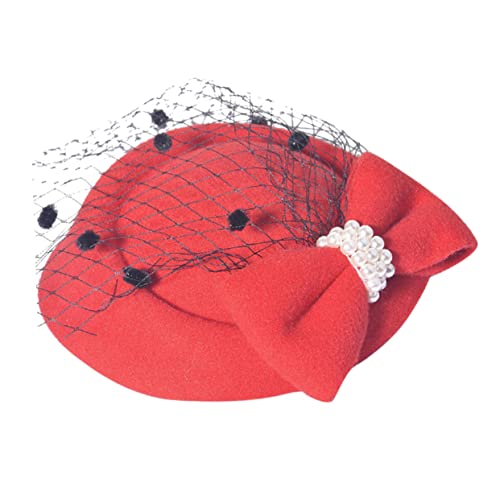 OATIPHO Eleganter Haarschmuck mit Bowknot Festlicher Hut Haarspange für Damen für Hochzeiten und Besondere Anlässe Klassischem Rot von OATIPHO