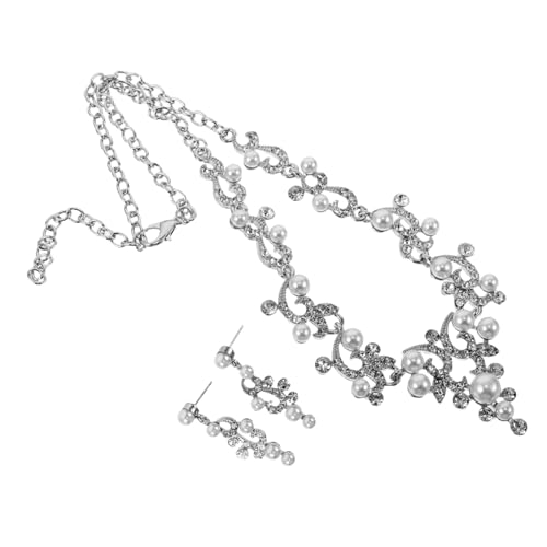 OATIPHO Hochzeitsschmuckset Für Damen Mit Perlenkette Und Ohrringen Brautschmuck Mit Strasskristallen Für Hochzeiten Und Formelle Anlässe von OATIPHO