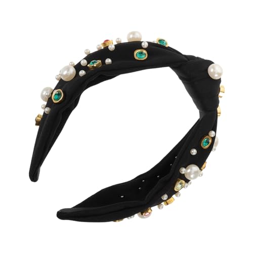 OATIPHO Elegantes Geknotetes Stirnband für Damen mit Funkelnden Strasssteinen und Künstlichen Perlen Rutschfestes Haarband für Alltag und Festliche Anlässe Vielseitiges Accessoire in von OATIPHO