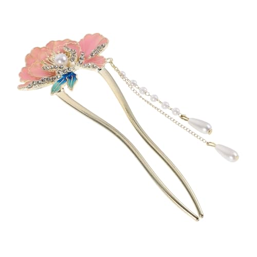 OATIPHO Chinesische Haarnadel in Pfingstrosenform U-förmige Haarnadel Aus Emaille Traditioneller Hanfu-haarschmuck Für Frauen Eleganter Haarschmuck Für Hochzeiten Und Partys von OATIPHO