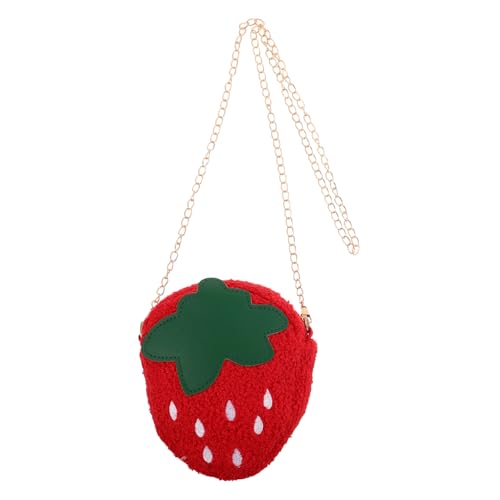 OATIPHO Cute Cartoon Strawberry Shaped Shoulder Bag Für Junge Mädchen Plüsch Umhängetasche Im Obstdesign Leichte Geldbörse Für Mädchen Für Täglichen Gebrauch von OATIPHO