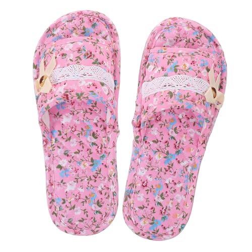 OATIPHO Faltbare Damen Hausschuhe mit Atmungsaktivem Stoff Offener Zehenkomfort Rutschfest Leicht und Waschbar Reise und Spa Slipper für Drinnen und Draußen Passend für Fuß von OATIPHO