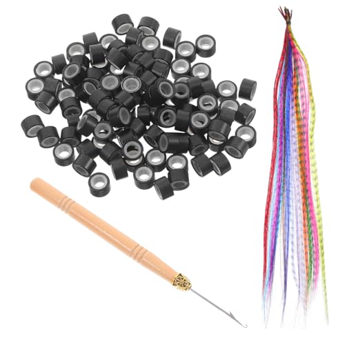 OATIPHO Farbige Haarverlängerungen Mit Federn Synthetische Haarstreifen in Farben Haarteile Mit Mikroperlen Und Häkelnadeln Haarverlängerungen Mit Werkzeugset Für Frauen Cosplay-party von OATIPHO