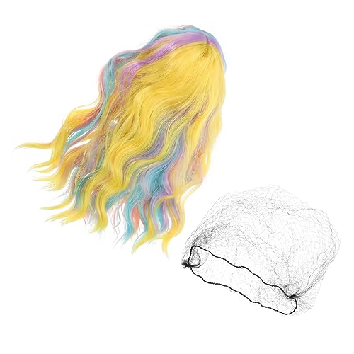 OATIPHO Regenbogen Wellige Perücke Für Frauen Bunte Wellenperücken Aus Kunsthaar Für Cosplay Und Party Mit Verstellbarem Elastischem Netz von OATIPHO
