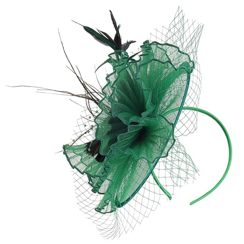 OATIPHO Fascinator Hut für Damen Eleganter Haarschmuck mit Netz und Vielseitig als Haarclip oder Haarkopfband für Hochzeiten Teepartys Cocktail Events und Feste Dunkelgrün von OATIPHO