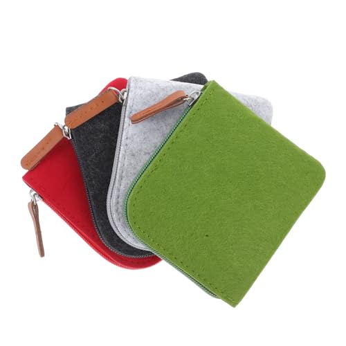 OATIPHO 4stücke Filz-geldbörse Mini-münztasche Mit Reißverschluss Aufbewahrungstasche Für Kleingeld Und Scheine Geeignet Für Junge Mädchen Und Mädchen Rot Hellgrau Grün Dunkelgrau von OATIPHO