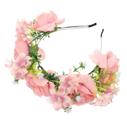 OATIPHO Floraler Haarschmuck aus Hochwertigem Stoff Leichtes Weihnachts Haarreif mit Rosenmotiv für Damen und Festlicher Kopfschmuck Rosa Blumenschmuck für Weihnachten und Performance von OATIPHO