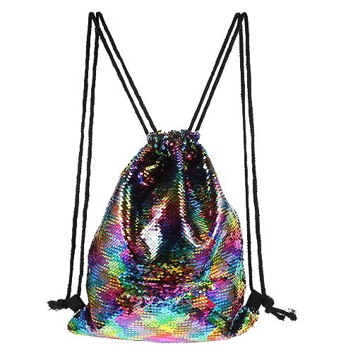 OATIPHO Glitzernde Meerjungfrau Kordelzug Rucksack Bunter Sequin Sportbeutel Für Schule Reisen Und Freizeit Geräumig Und Leicht Für Mädchen von OATIPHO