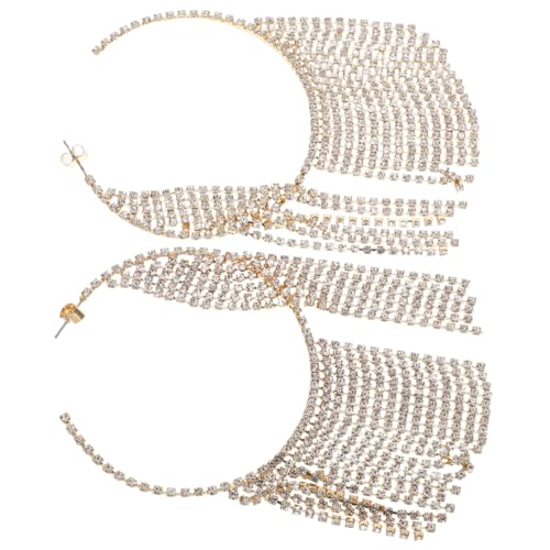 OATIPHO Funkelnde Kettenohrringe Für Damen Runde Creolen Mit Quaste Goldene Kreisohrringe Glänzende Statement-ohrringe Für Frauen von OATIPHO