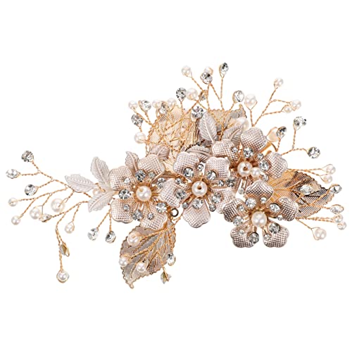 OATIPHO Goldfarbene Biegsame Metall Haarspange mit Filigranen Blättern und Strass Eleganter Braut Haarschmuck für Hochzeit Verlobung Party Modisches Accessoire für Damen von OATIPHO