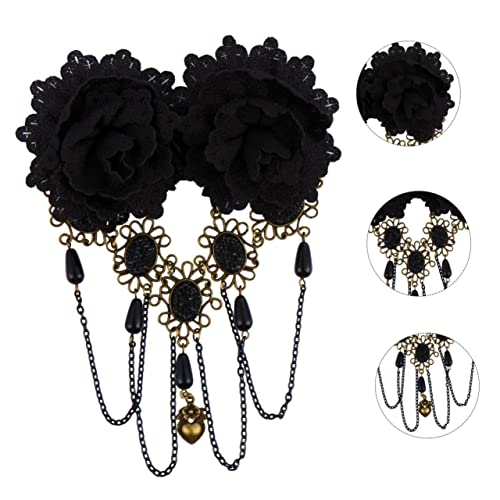 OATIPHO Zarte Gothic Haarnadel mit Quaste für Damen Schwarze Spitzen Haarspange für Halloween Partys Frisur Accessoire Langlebig und Strapazierfähig OATIPHO Zarte Gothic Haarnadel mit Quaste für Damen Schwarze Spitzen Haarspange für Halloween Partys Frisur Accessoire Langlebig und Strapazierfähig von OATIPHO