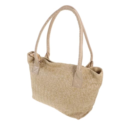 OATIPHO Große Handgewebte Schultertasche aus Robustem Leichtem Stroh Vielseitige Damen Tote für Sommer Strand und Alltag Geräumige Minimalistische Umhängetasche in Khaki von OATIPHO