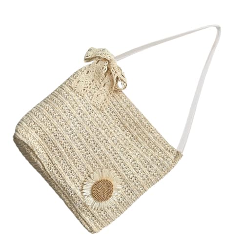 OATIPHO Große Stroh Strandtasche Damen Gewebte Handtasche Sommer Tote Bag Schultertasche Casual Reisetasche für Alltag Urlaub Strand Weiß von OATIPHO