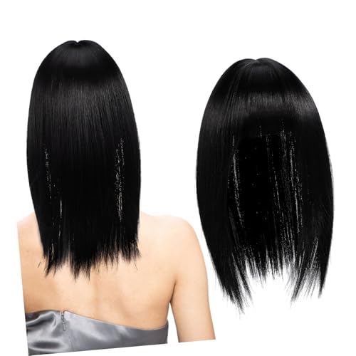 OATIPHO Haarersatz Haaropper für Frauen Haaraufsatz falsche Haare Haartopper mit Frau Haarknall -Haarspangenverlängerungen künstlicher Knall Clip- Hochtemperaturdraht Schwarz von OATIPHO