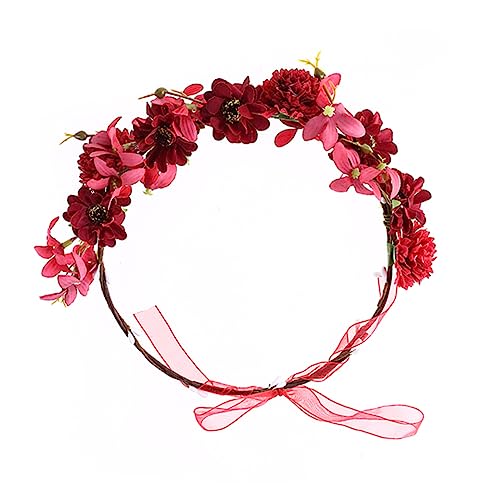 OATIPHO Haarreif Aus Kunstblumen Sonnenblumen-design Für Party Und Performance Leicht Und Fest Sitzend Rot Verarbeitet von OATIPHO