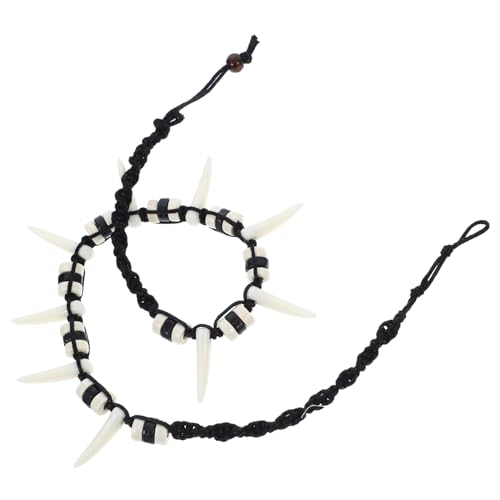 OATIPHO Handgewebte Halskette Mit Künstlichem Wolfszahnanhänger Fangkette Für Herren Künstlicher Wolfsfang Vintage-schmuck Für Halloween Und Party-geschenke von OATIPHO