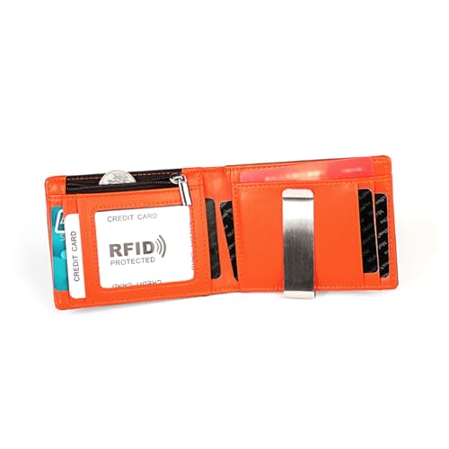 OATIPHO 1stück Ultrathin Herren Geldbörse Aus Echtem Leder Mit RFID-Schutz Kartenfächer Münzfach Und Fotohalter Praktisches Portemonnaie Für Alltag Schule Und Büro Kaffeefarbe von OATIPHO