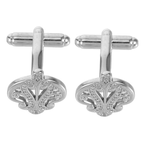 OATIPHO Herren Krone Manschettenknöpfe Silberne Kupferlegierung mit Strasssteinen Stilvolle Business und Hochzeits Accessoires für Formelle Anlässe und Festliche Feiern von OATIPHO