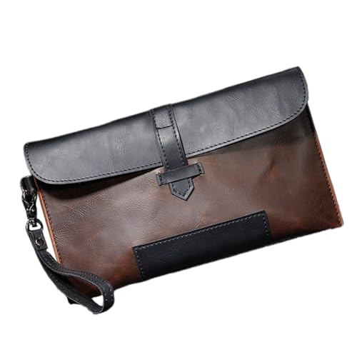 OATIPHO Herren Pu Polyester-Baumwoll Vintage Handtasche Multifunktionale Clutch Für Männer Casual Geldbörse Große Kapazität Für Freizeit Und Reisen Kaffee Mit Schwarz von OATIPHO