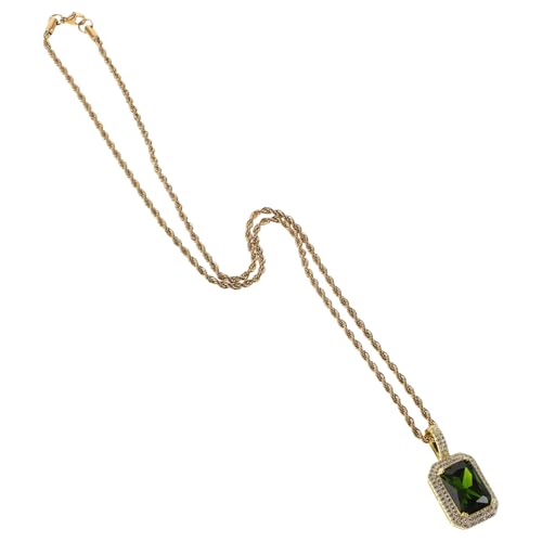 OATIPHO Halskette Mit Quadratischem Zirkonia-anhänger Verstellbare Kette Auffälliges Modeschmuck-design Für Damen Und Herren Für Besondere Anlässe von OATIPHO