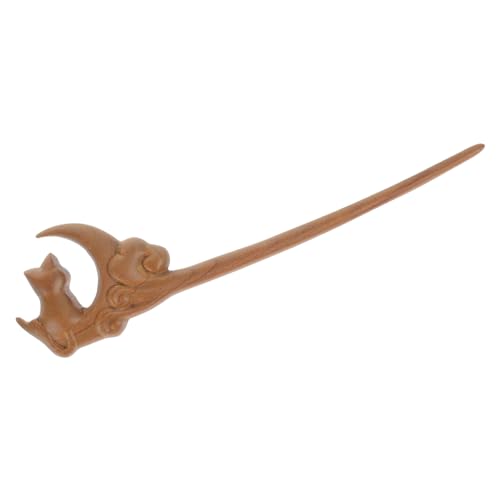OATIPHO Holz Haarnadel Chinesische Haar Pin Katze Und Mond Updo Haar Clip Frauen Chignon Pin Styling Tool von OATIPHO