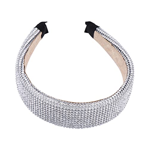 OATIPHO Hübsches Haarband mit Breitem Rand und Strasssteinen Haarschmuck Accessoire für Damen und Silber von OATIPHO