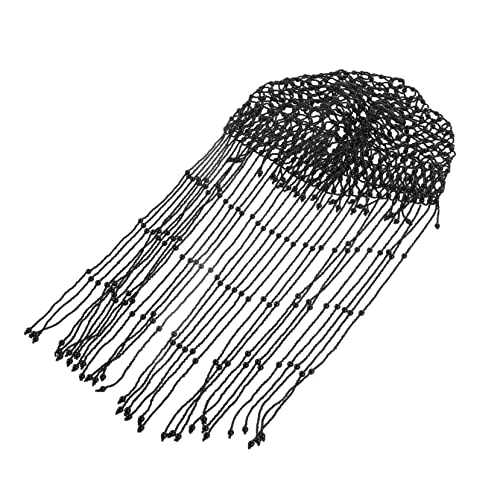 OATIPHO Hut mit Quastenperlen Kopfschmuck aus schwarzen Perlen Mode Kopfbedeckung Fischerhut für Damen elegant haaraccessoires Accessoire für formelle Kleidung Hut mit Perlenquaste Black von OATIPHO