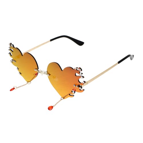 OATIPHO Ich Liebe Flammen-sonnenbrillen Sonnenbrille Mit Quadratischem Rahmen Über Der Brille Sonnenbrille Trendige Sonnenbrille Rechteckige Sonnenbrille Gaming-brille Herz Metall von OATIPHO