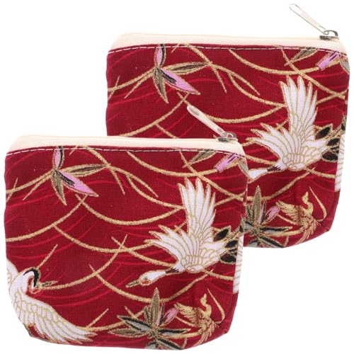 OATIPHO 2 Stück Retro-geldbörse Mit Reißverschluss Seidenbrokat-Tasche Für Frauen Organisierte Schlüsseltasche Japanische Vintage-ästhetik Mini-schmuckbeutel von OATIPHO