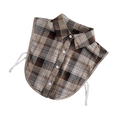 OATIPHO Kariertes Hemd Mit Fake Kragen Elegante Bluse Mit Einsatzkragen Für Frauen Pullover Mit Kunstkragen Spitzenhemden Abnehmbares Halbes Hemd Hemden Für Frauen Falscher Kragen von OATIPHO