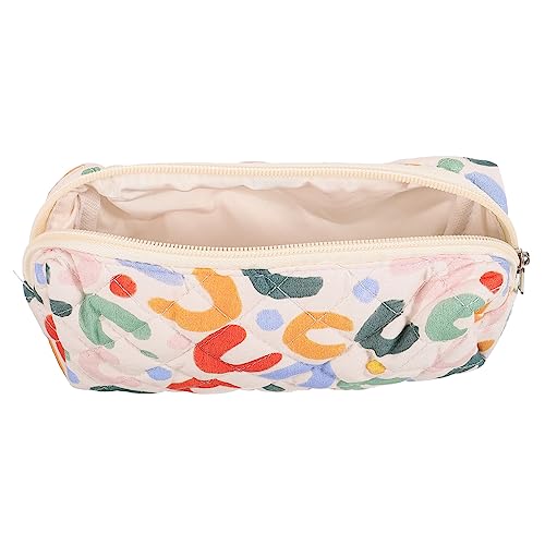 OATIPHO Kleine Kosmetiktasche Aus Baumwolle Tragbarer Toilettensack Mit Reißverschluss Geräumiger Make-up Organizer Für Damen Und Teens Buntes Praktisches Design Für Reisen Und Büro von OATIPHO