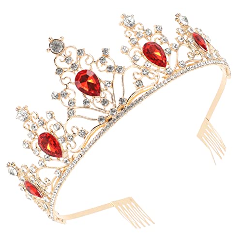 OATIPHO Krone Haarschmuck haar zubehör haircharm crowne Haarschmuck für die Hochzeit Geburtstag Tiara für Braut Tiara Kronen für Frauen Abschlussball Kopfbedeckung Stirnband Fräulein rot von OATIPHO