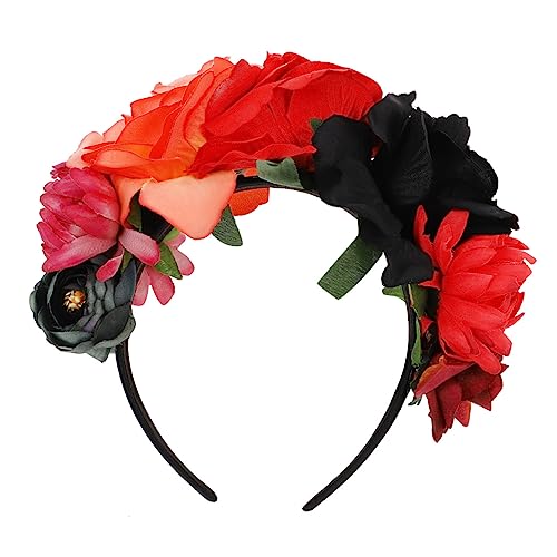 OATIPHO Künstlicher Rosen Haarreif für Halloween Party Stirnband Haarschmuck für Festliche Anlässe Perfektes Fotorequisit aus Hochwertigen Materialien Schwarz Rot Orange von OATIPHO