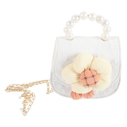 OATIPHO Lässige Tasche Geldbörse Für Kleine Mädchen Umhängetasche Für Mädchen Blumengeldbörse Für Mädchen Schulteraufbewahrung Modische Umhängetasche Weiß Kind Koreanische Version Perle von OATIPHO