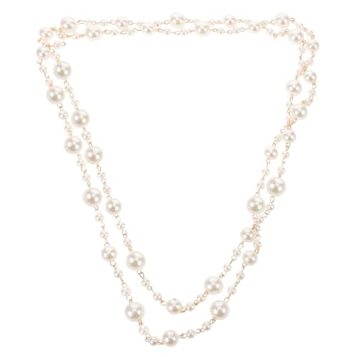 OATIPHO Lange Perlenkette Damen Leichte Imitationsperlenkette mit Unterschiedlichen Perlengrößen Vielseitiger Stapelbarer Schmuck für Hochzeit Party und Alltag von OATIPHO