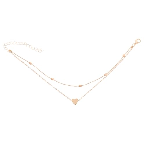 OATIPHO Layered Fußkette mit Herz Anhänger Verstellbare Beinkette für Damen und Mädchen Schmuckaccessoire für Strandurlaub und Sommermode von OATIPHO