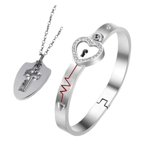 OATIPHO Liebes Armband Set Dich Projizierendes Herz Dekoratives Armband für Damen Perfektes Valentinstag oder Geburtstag Teiliges Set Stahlfarbe von OATIPHO