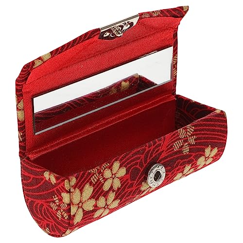 OATIPHO Lippenstifthalter Kleiner Tragbare Lippenstiftbox im Japanischen Stil Zarter Lippenstift Organizer mit Spiegel für Handtasche Vintage Design für Damen von OATIPHO