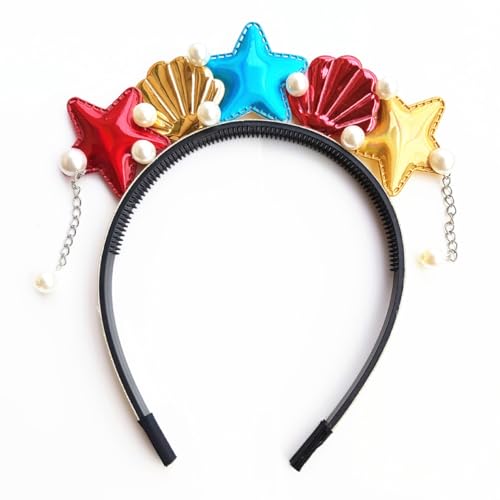 OATIPHO Haarband Mit Meeresmotiv Für Mädchen Meerjungfrau Und Seestern-design Muschel-accessoires Haarreif Für Party Und Kostüme Rot von OATIPHO