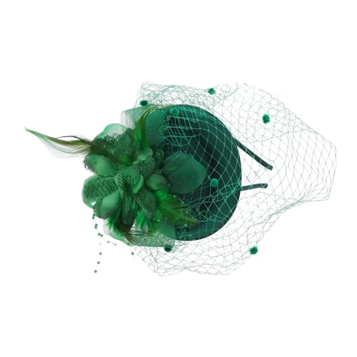 OATIPHO Fascinator Haarspange Für Damen Vintage Teeparty Kopfbedeckung Netzfedern Haarschmuck Hochzeit Grün Elegant von OATIPHO
